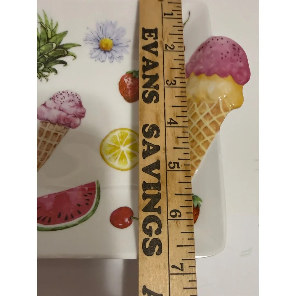 Tropical Summer Fruit Flamingo Ice Cream Melamine Rectangular Serving Platter